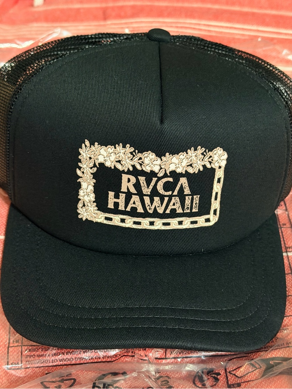 RVCA Hawaii Black Mesh Trucker Cap